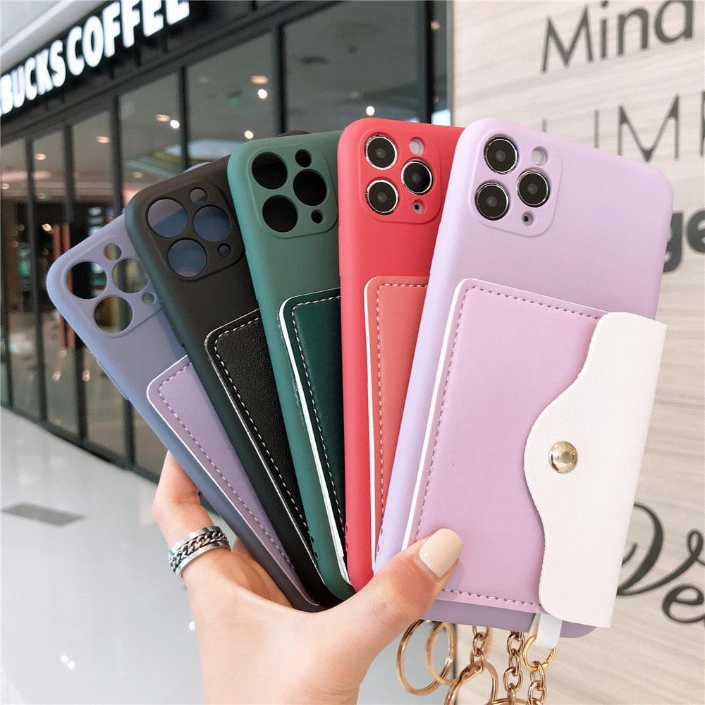 Luxury Wallet Phone Case For iPhone 13 Pro Max 11 12 Pro Max X XR XS 7 8 Plus 13 Mini Soft Silicone Handbag Card Phone Case Wallet Compatible iPhone Bag Cover