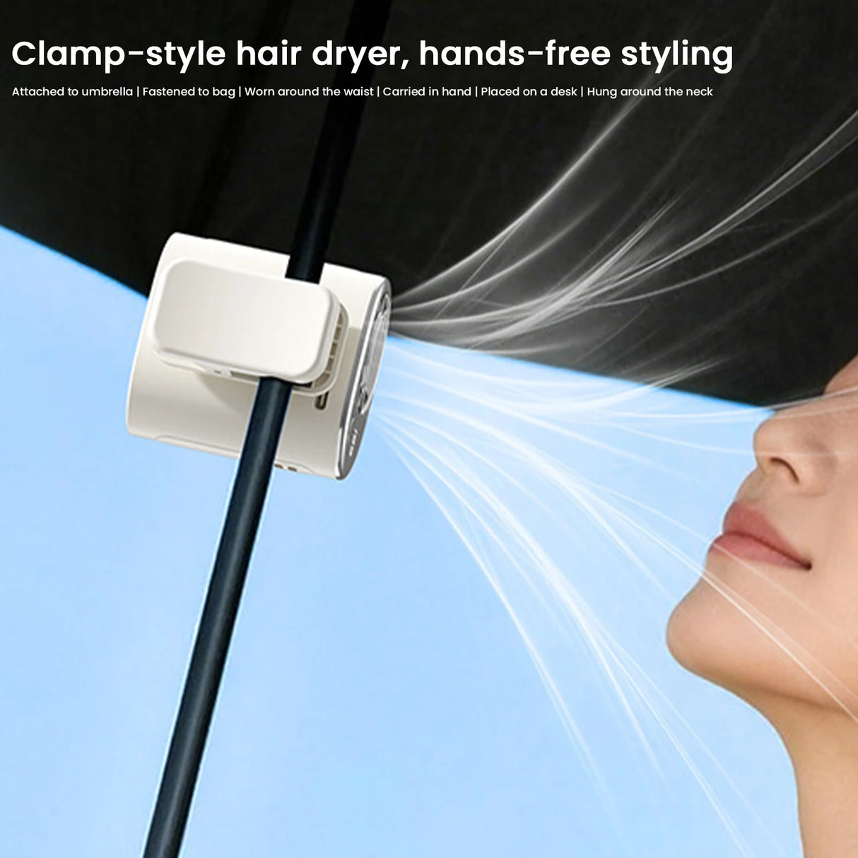 Hands-Free Hanging Neck Fan USB Rechargeable Desk Fan with LED Display 199 Speeds Adjustable for Camping Outdoor