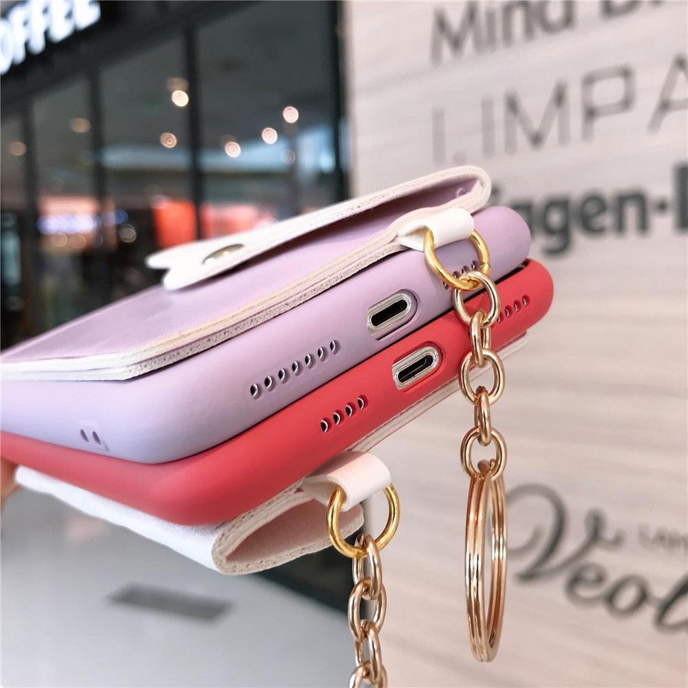 Luxury Wallet Phone Case For iPhone 13 Pro Max 11 12 Pro Max X XR XS 7 8 Plus 13 Mini Soft Silicone Handbag Card Phone Case Wallet Compatible iPhone Bag Cover
