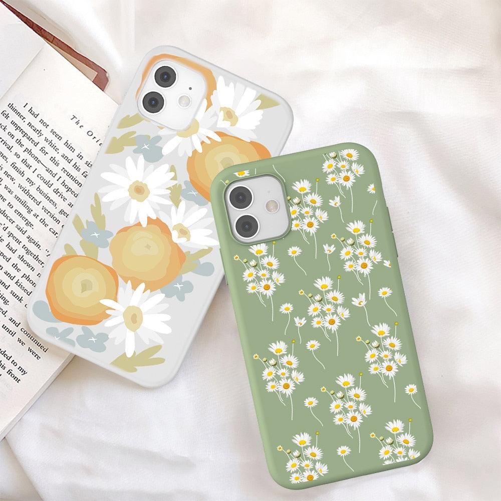 Fashion Flower Phone Case For Iphone 7 8 Plus Iphone Xr X Xs Silicone Ultra Thin Shockproof Mobile Phone Case With Fashion Pattern Cover Stylish Beautiful Flower Pattern Colored iphone Case