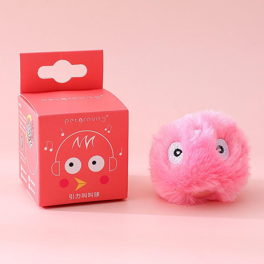 Smart Fluffy Plush Cat Ball Toys Interactive Chirping Balls Cat Kicker Toys 3 Lifelike Sounds Fun Kitty Kitten Toys Interactive Electric Cat Ball with Sound