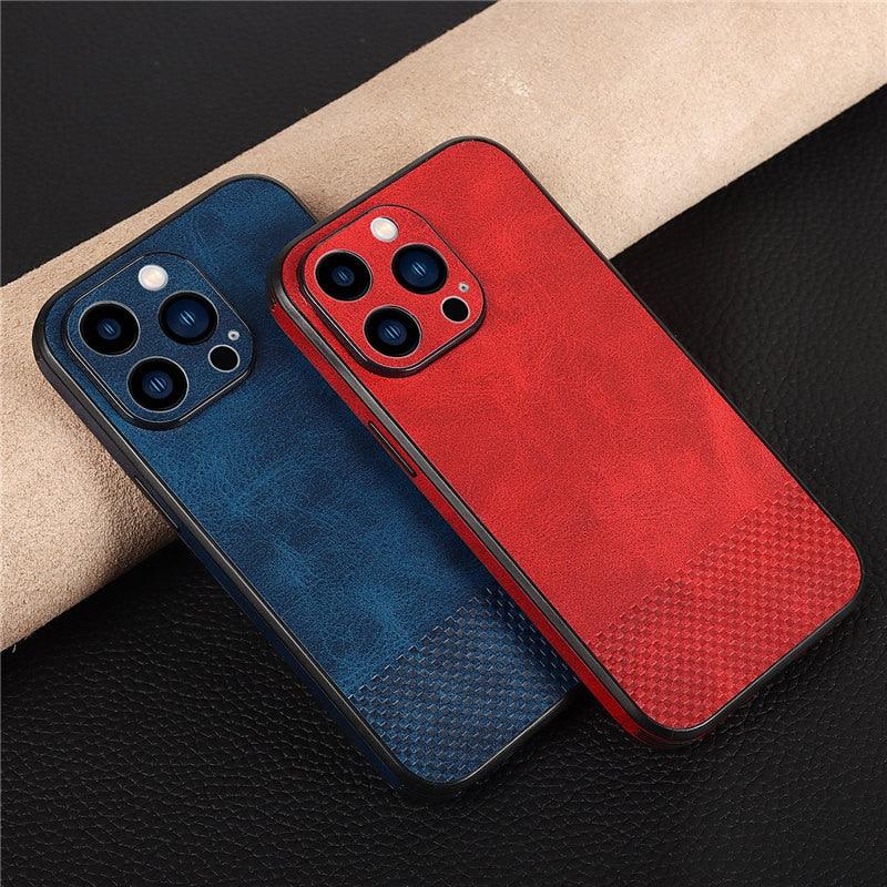 Gorgeous Luxury Genuine Leather Phone Case For iphone 13 Pro Max 12 11 14Pro Max XR XS MAX 7Plus Shockproof Cover Full Protective Slim Leather Luxury PU Flexible Bumper Non-Slip Grip Shockproof Full Body Protective Cover Men Women Phone Cases