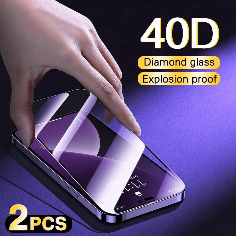 40D High Quality Full Cover Screen Protector For iPhone 14 13 12 11 PRO MAX Tempered Glass For Iphone XS XR X14 13 12 Mini Plus Tempered Glass Screen Protector Compatible For iPhone