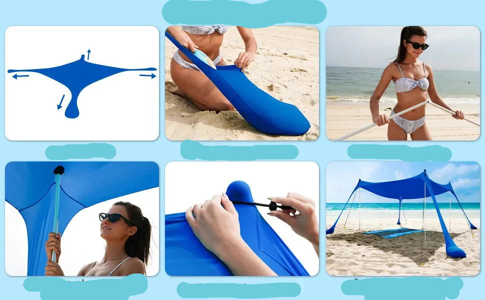 Windproof UPF50+ Beach Canopy with Tents