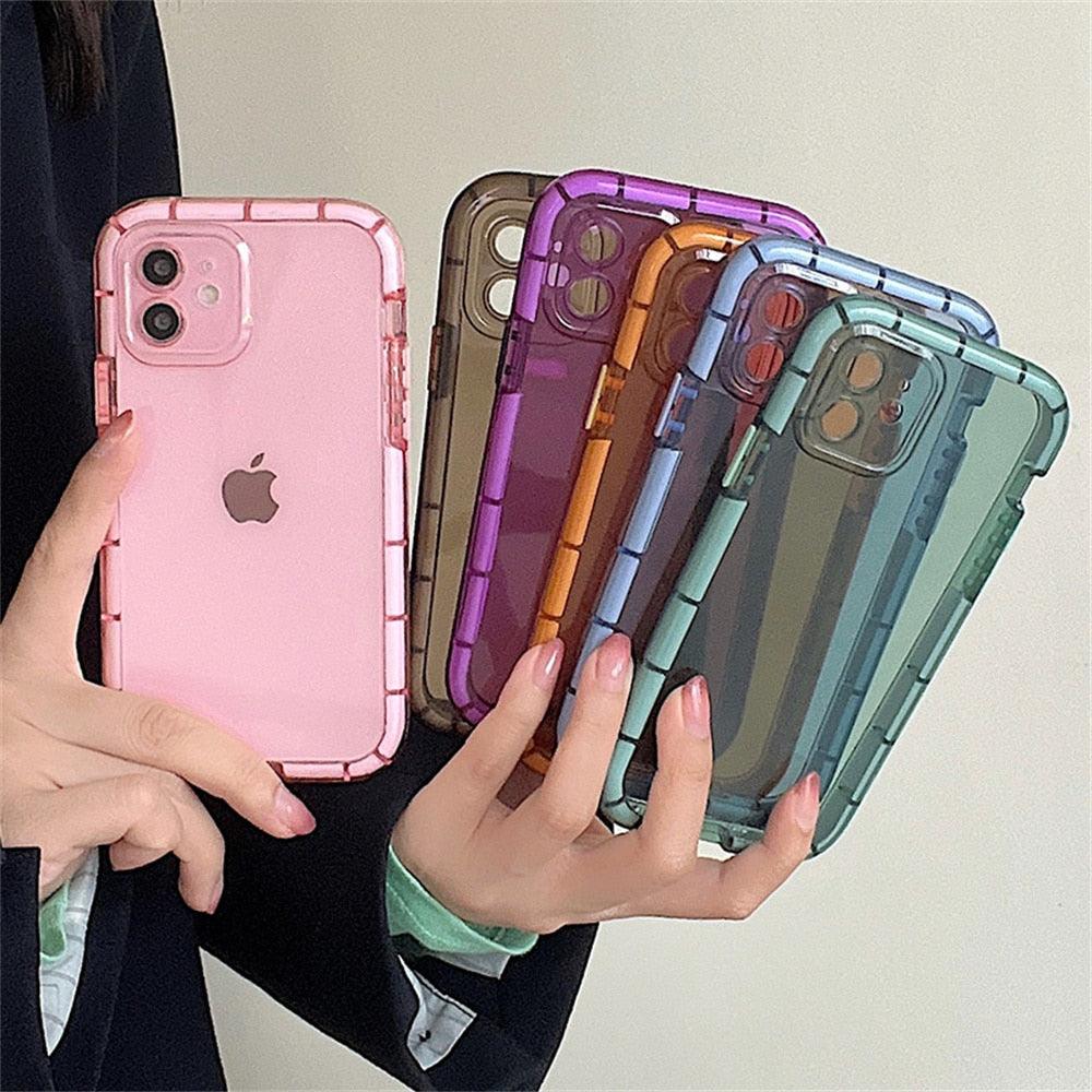 Luminous Shockproof Bumper Phone Case For iPhone 11 14 Pro Max 12 11 13 Pro Max X XR XS Max Transparent Back Cover Full Bumper Case Strong Classic Phone Case
