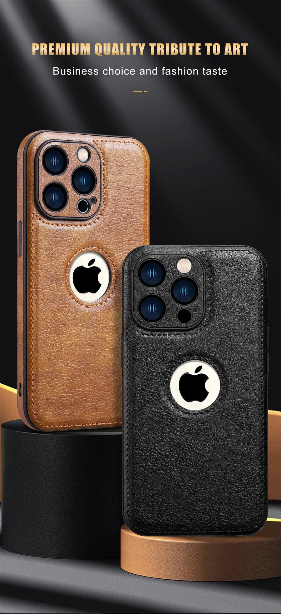 Luxury Leather Case for iPhone 14 13 12 11 Pro MAX XS XR 7 8 Plus Classic Silicone Phone Cover Leather Case Thin Flexible Soft Grip Luxury PU Leather Cover for Men Durable Anti-Scratch Full Phone Cases