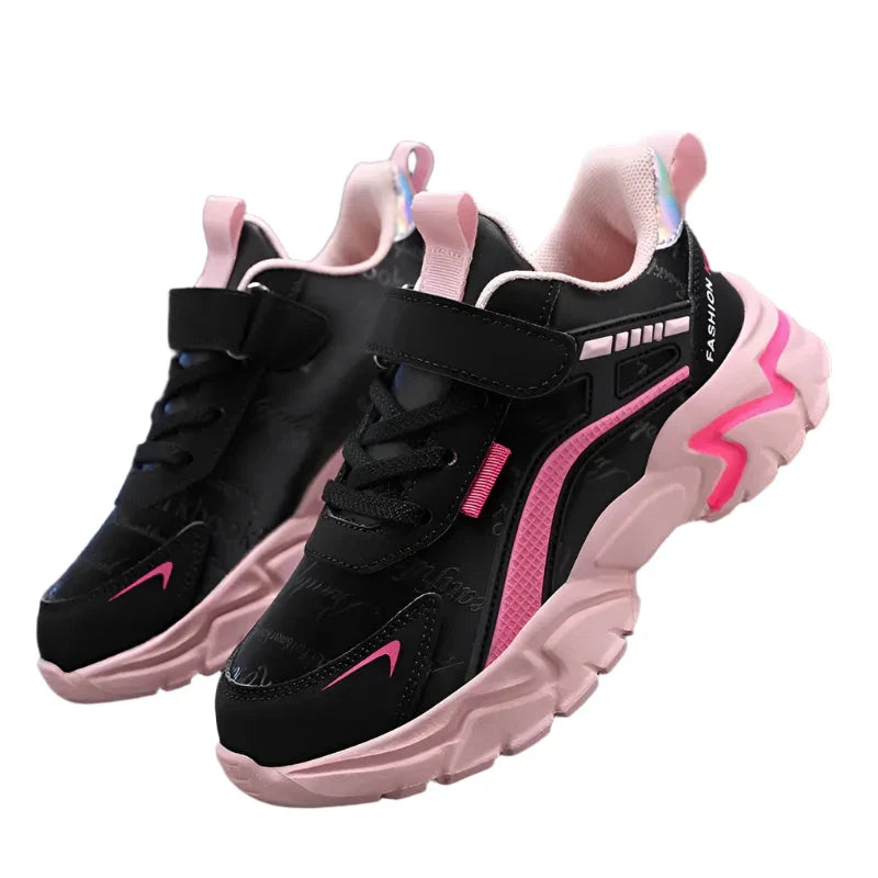 Girls Leather Athletic Sneakers