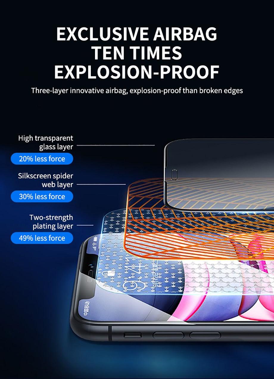 80D Full Protective Glass For iphone 6 7 8 Plus X Xr Xs Max SE Tempered Screen Protector iPhone 11 12 13 Pro Max Mini Glass Film Screen Protector with Full-Coverage, Easy Installation Frame