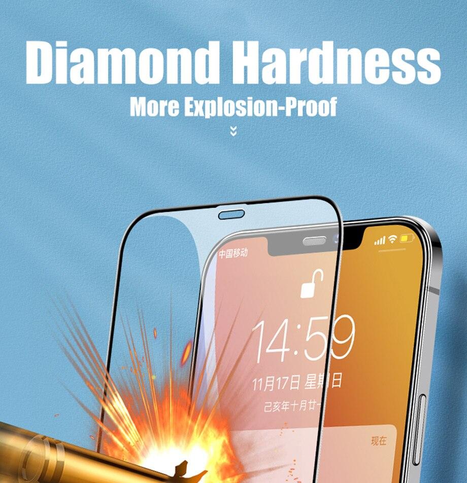 9D Full Cover Glass Screen Protector for IPhone 11 Pro Max 14 12 X s XS XR Tempered Glass on IPhone 13 Mini 7 8 6S Plus SE Film Tempered Glass Screen Protector Compatible for iPhone