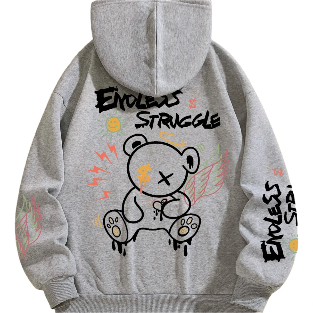 Cozy Couple Style Personalized Bear Print Hoodie