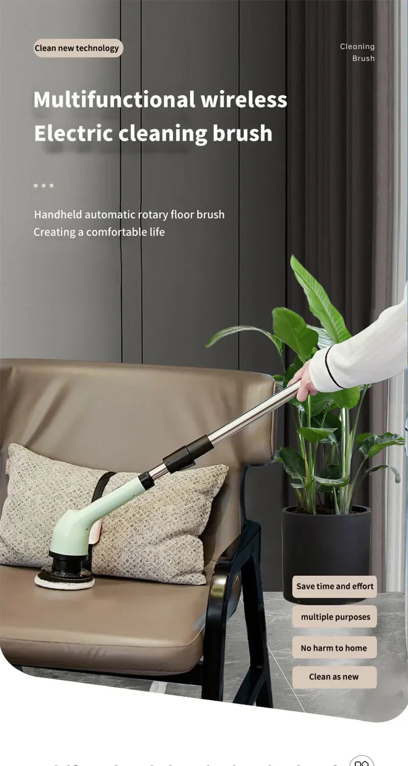 9 in 1Electric Spin Scrubber,Cordless Cleaning Brush Shower Scrubber – Adjustable Extension Handle Waterproof for Tub Tile Floor