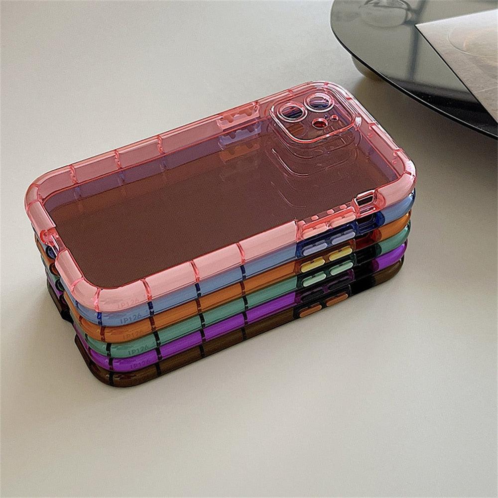 Luminous Shockproof Bumper Phone Case For iPhone 11 14 Pro Max 12 11 13 Pro Max X XR XS Max Transparent Back Cover Full Bumper Case Strong Classic Phone Case
