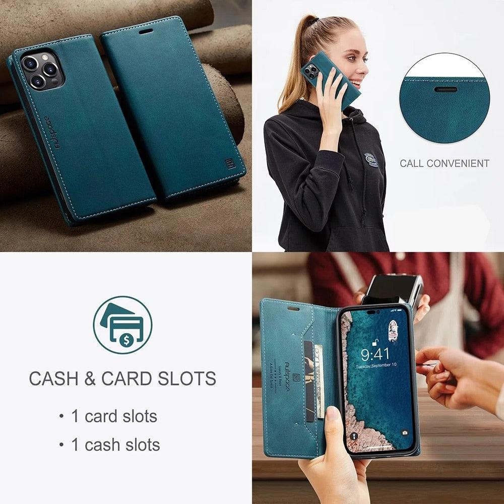 Vintage Wallet Case Card Holder Kickstand Built-in Magnetic Flip Leather Case for iPhone Leather Cases for iPhone 14 13 12 11 Pro Max Mini XR XS Max 8 7 6s Plus Wallet Flip Cover