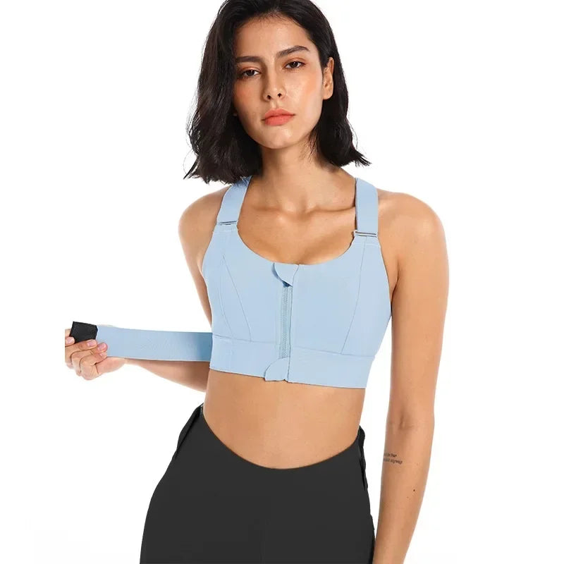 Plus Size Zippered Sports Bras for High Impact Workouts