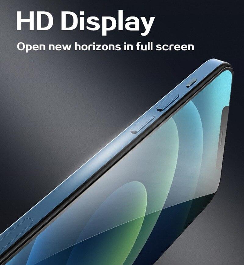 4PCS Full Cover Protective Glass For iPhone 13 12 11 Pro Max Screen Protector For iPhone 6 7 8 Plus X XR Xs SE 2020 Mini Glass Full Glue Big Curved Edge Flexible Tempered Glass for iPhone