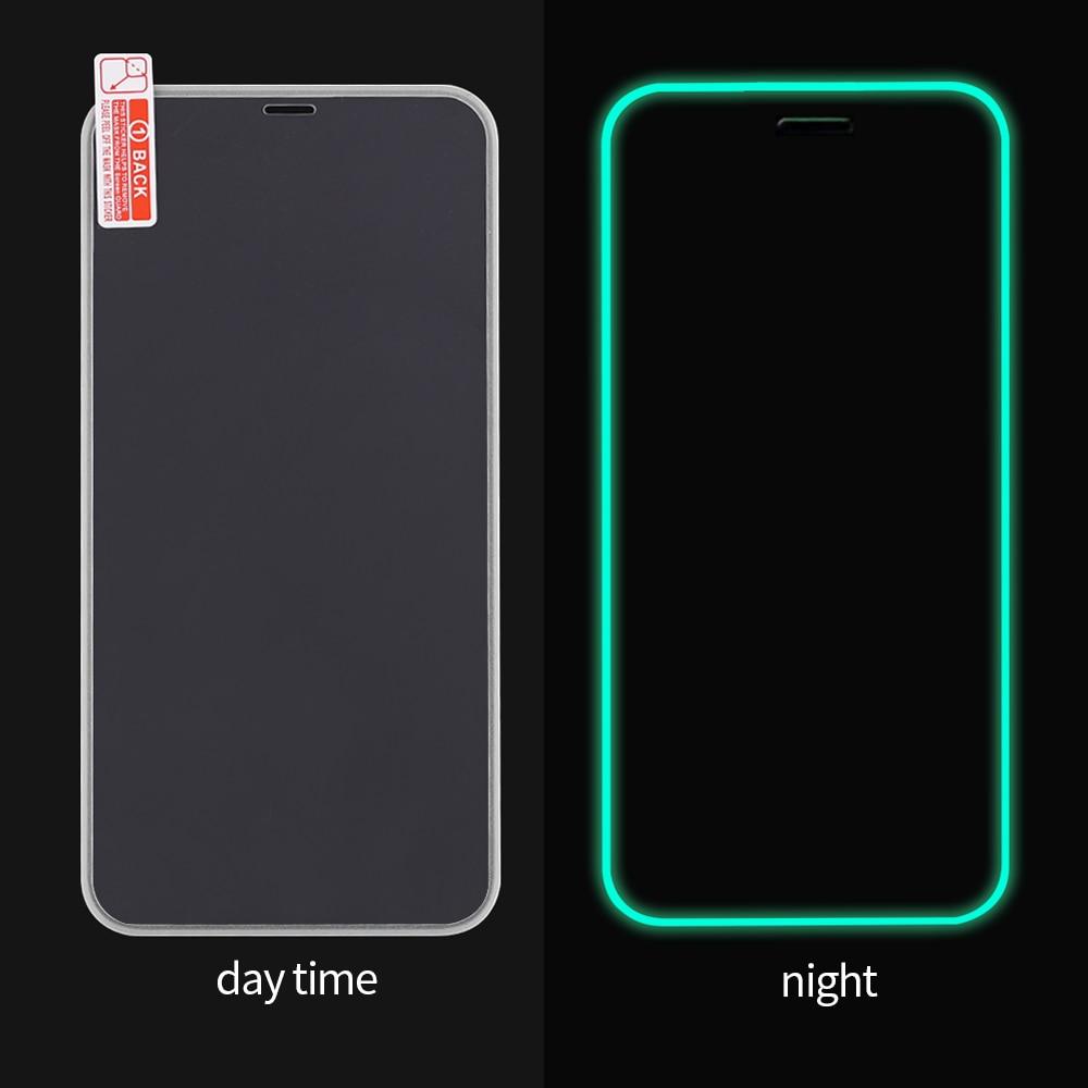 2Pcs Luminous Protective Glass For iPhone 14 13 12 11 Pro Max X XR XS Screen Protector For 7 8 6 Plus SE3 Glowing Tempered Glass Luminous Glowing Tempered Glass Screen Protector for iPhone