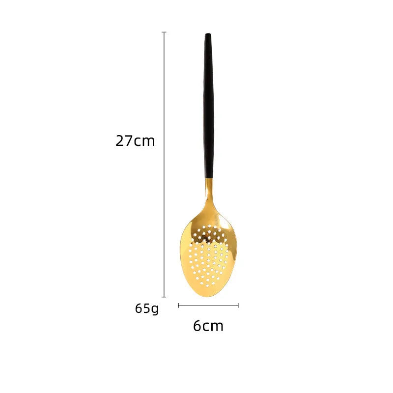 Stainless Steel Kitchen Utensils Set: Rice Spatula, Shovel, Soup Spoon, Colander