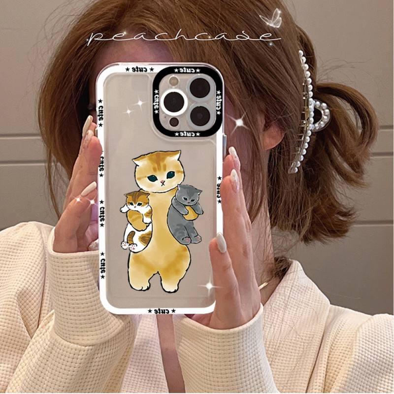 Cute Cat Phone Case for iPhone 11 12 13 Mini Pro Max 14 Pro Max Case shell Blank Printable Phone Case for Soft Rubber Cool Polish Phone Case