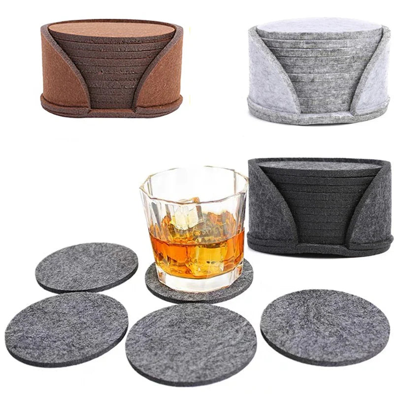10pcs Round Felt Coaster Heat Resistant Cup Mat Placemat Kitchen Accessories