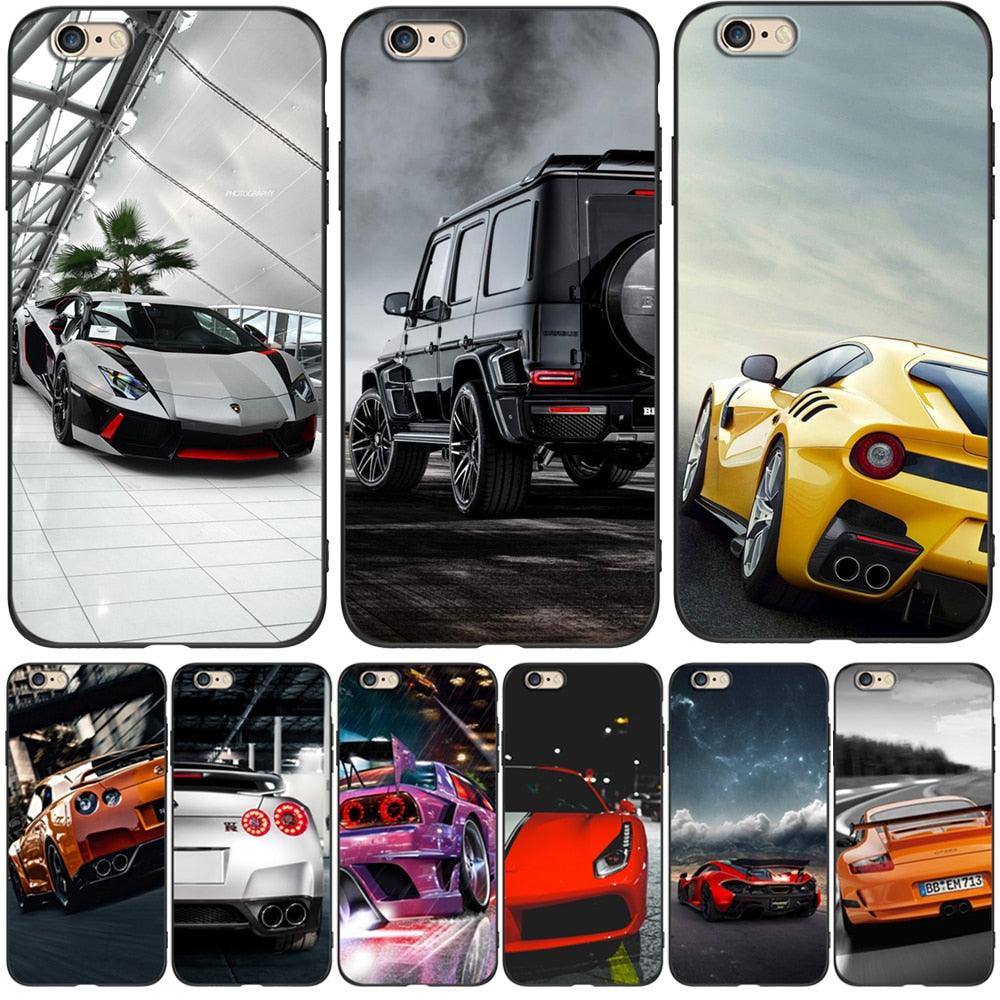 Cute Cover Soft Silicone Print Cars Print Phone Case For Iphone 5s 5 S Se 2016 4.0" Case Phone Cover On Iphone 6s 6 S Plus Funda Bumper Black Case Sport Race Car