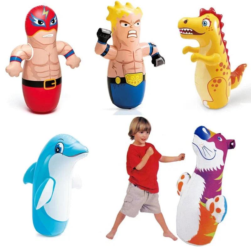 Inflatable Dinosaur & Penguin Tumbler Toys Fun for Kids and Adults