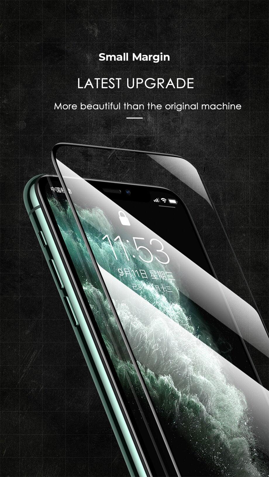 9999D Full Cover Tempered Glass For IPhone 11 12 13 Pro Max X XS Max XR Screen Protector On IPhone 12 Mini Protective Film Edge To Edge Full Coverage And 9H Hardness Anti-Scratch Shockproof Protection Screen Cover Shield