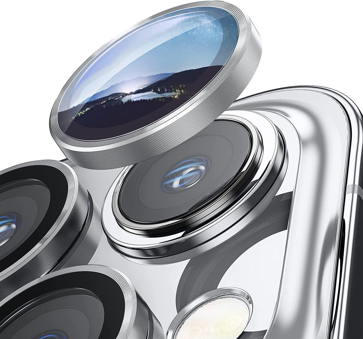 Camera Lens Protector for iPhone 14 Pro Max Plus 13 12 Mini 14Pro iPhone14 13Pro 14Plus 12Pro Glass Protection Protective Film Metallic Camera Ring Lens Protector with Glass Cover