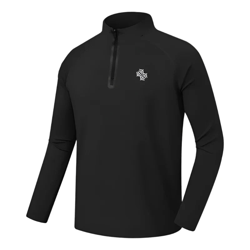 Long Sleeve Performance Polo Shirt for Men Breathable Comfortable