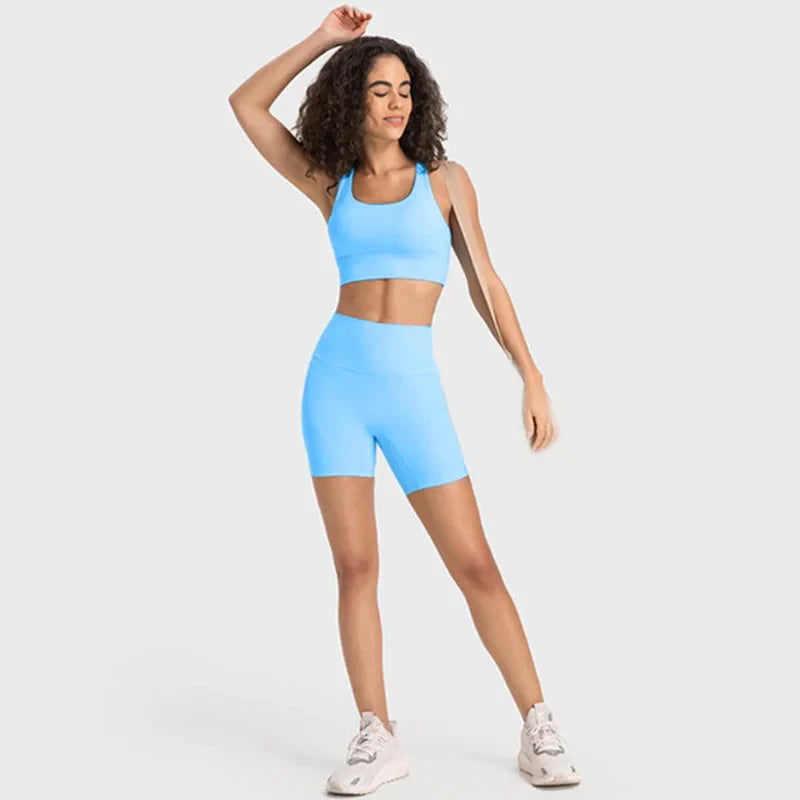 Nude Feel Yoga Sets Cross Back Bra & Joggers