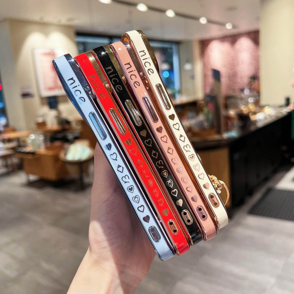 Luxury Love Heart Elegant Sparkle Case With Chain Bracelet Strap Soft Protective Bumper Cover Compatible with iPhone Bracelet soft case for iPhone 12 Pro Max 11 pro max X XS XR 7 8 Plus Stylish Phone Cover