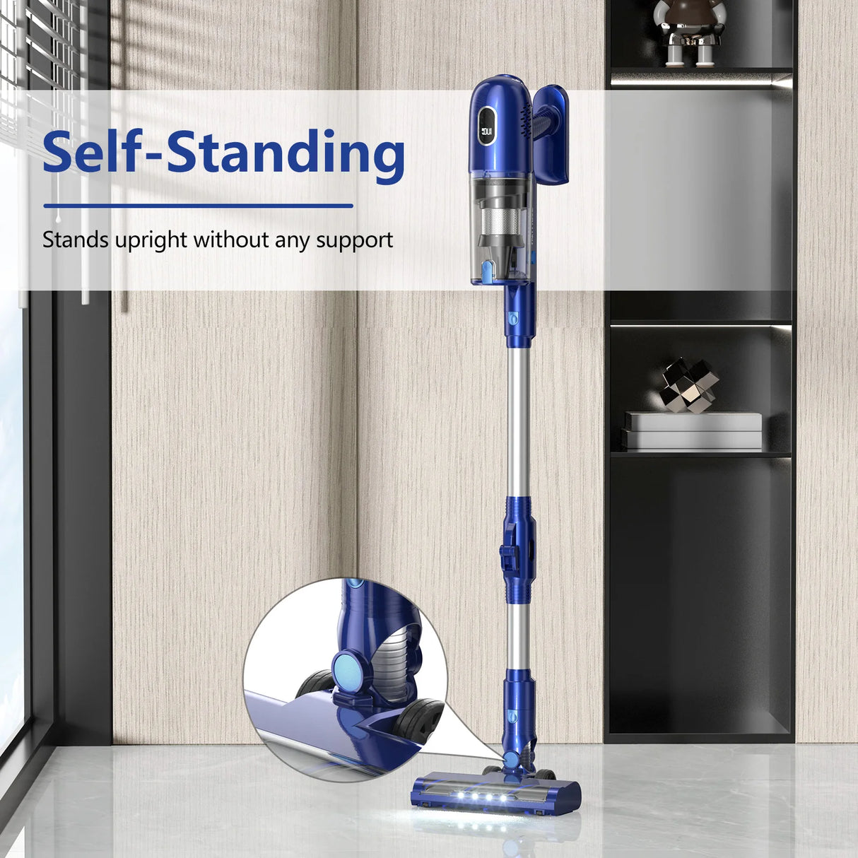 PrettyCare P1 Cordless Vacuum Cleaner 45 Mins 28Kpa Powerful Stick Vacuum with Brushless Motor LED Touch Display