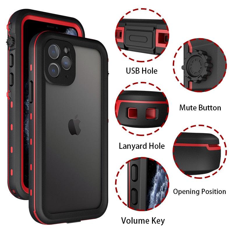 Waterproof Case For iPhone 14 13 12 11 Pro Max 14Plus 12Pro Durable Water Proof Cover Sport 360 Protect iPhone12 Mini Waterproof Case for iPhone Drop Resistant Iphone Clear Back