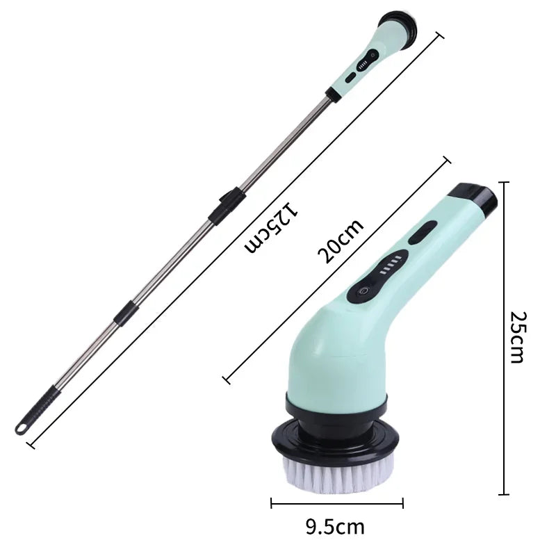 9 in 1Electric Spin Scrubber,Cordless Cleaning Brush Shower Scrubber – Adjustable Extension Handle Waterproof for Tub Tile Floor