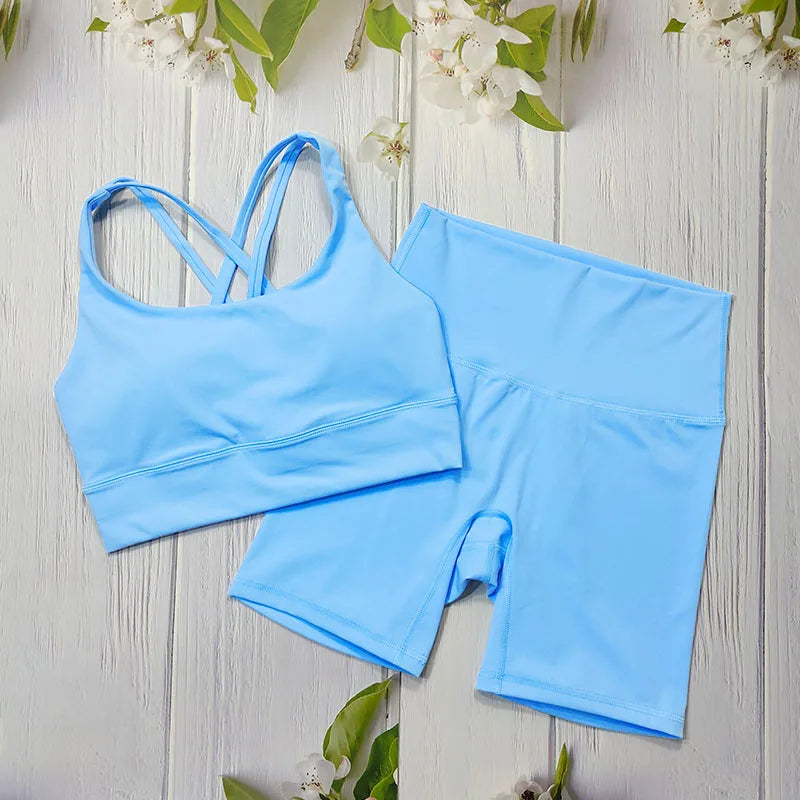 Nude Feel Yoga Sets Cross Back Bra & Joggers
