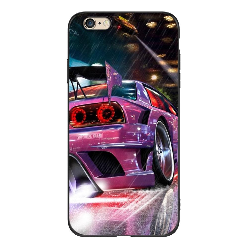 Cute Cover Soft Silicone Print Cars Print Phone Case For Iphone 5s 5 S Se 2016 4.0" Case Phone Cover On Iphone 6s 6 S Plus Funda Bumper Black Case Sport Race Car