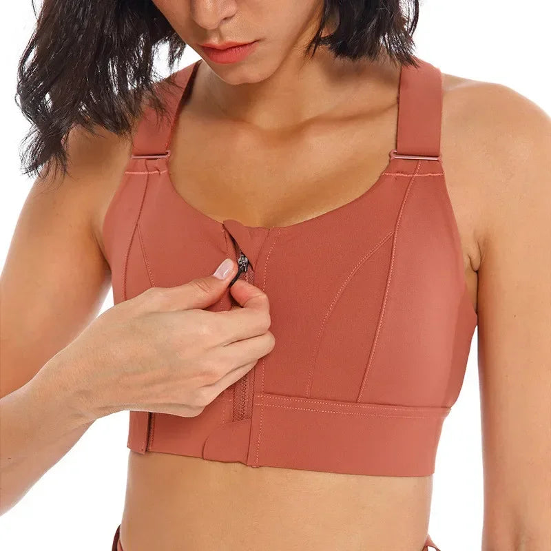 Plus Size Zippered Sports Bras for High Impact Workouts