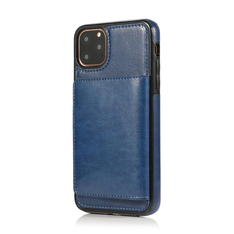 Leather Wallet Case For iPhone 11 Pro Max XS Max XR X 8 7 6S 6Plus 5 5S With Stand Card Pocket Case Cover Shockproof Texture PU Leather Wallet Cover