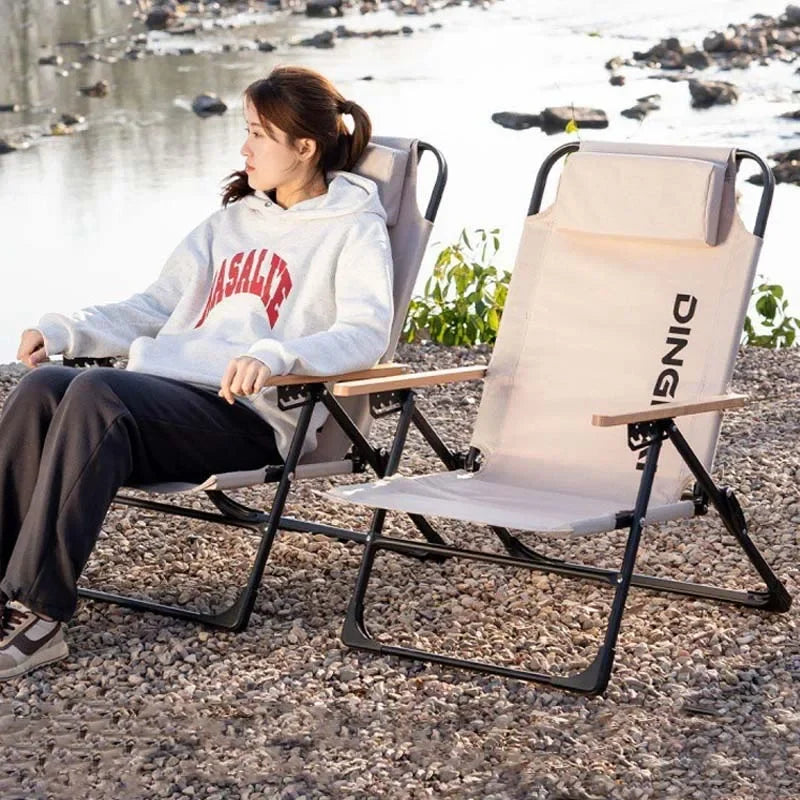 Comfortable Camping Chair Adjustable Foldable with Pillows