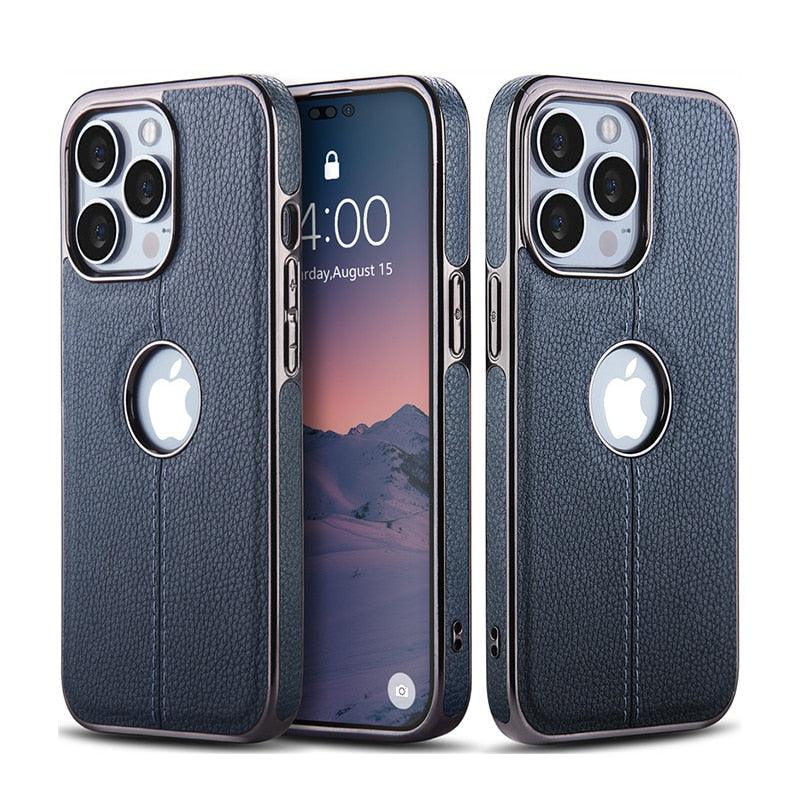 Luxury Texture Leather Case for iPhone 14 Pro MAX Plus Case With Hole Silicone Full Protection Back Cover Thin Flexible Soft Grip Luxury PU Leather Cover Durable Anti-Scratch Full Phone Cases