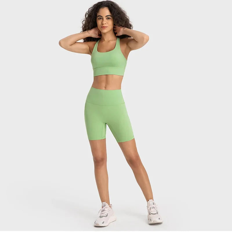 Nude Feel Yoga Sets Cross Back Bra & Joggers