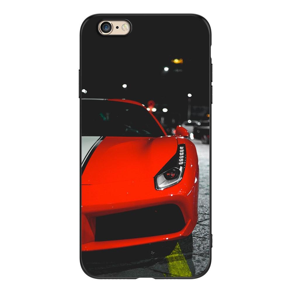 Cute Cover Soft Silicone Print Cars Print Phone Case For Iphone 5s 5 S Se 2016 4.0" Case Phone Cover On Iphone 6s 6 S Plus Funda Bumper Black Case Sport Race Car