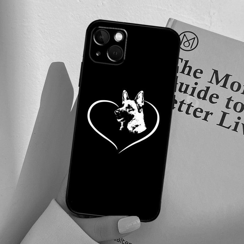 Cartoon German Shepherd Phone Case MAsk Dog Case For iPhone 13 12 Mini 11 14 Pro Max 6S 8 7 Plus SE 2022 2020 X XS Max XR Back Cover Poodle Dog Phone Case Compatible with iphone