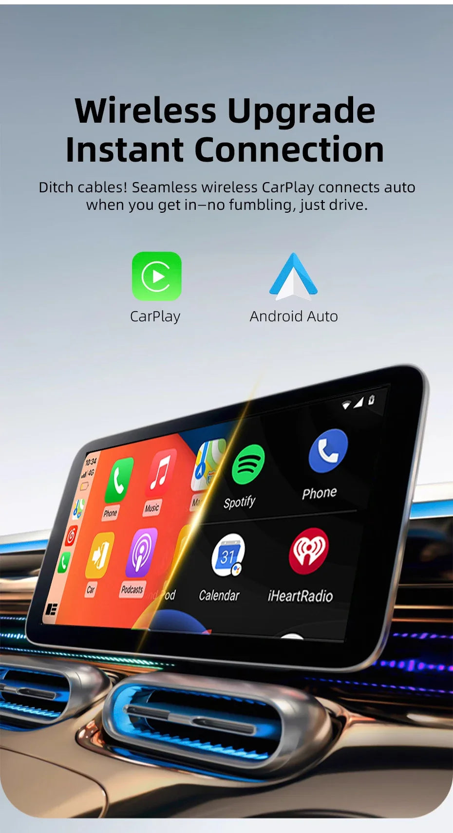 Vyvylabs Upgraded Wireless Carplay Adapter Convert Wired to Wireless Carplay Adapter Fast Auto Connection for iPhone Android Device
