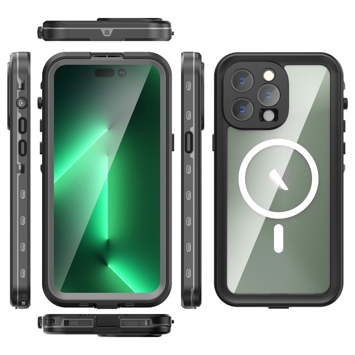 Waterproof Case For iPhone 14 Pro Max 14 Pro iPhone 13 Pro Max Protector Full Body Protective Dustproof Magnetic Phone Case Waterproof 360 Degree All-Round Protection with Built-in Screen Protector Outdoor Transparent Shockproof Case