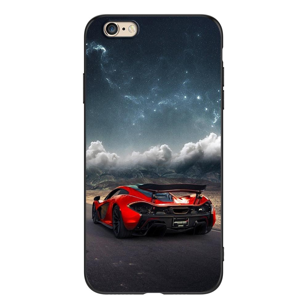 Cute Cover Soft Silicone Print Cars Print Phone Case For Iphone 5s 5 S Se 2016 4.0" Case Phone Cover On Iphone 6s 6 S Plus Funda Bumper Black Case Sport Race Car