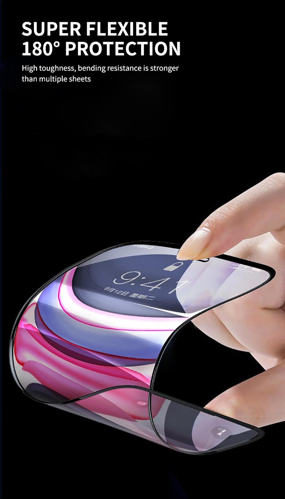 80D Full Protective Glass For iphone 6 7 8 Plus X Xr Xs Max SE Tempered Screen Protector iPhone 11 12 13 Pro Max Mini Glass Film Screen Protector with Full-Coverage, Easy Installation Frame