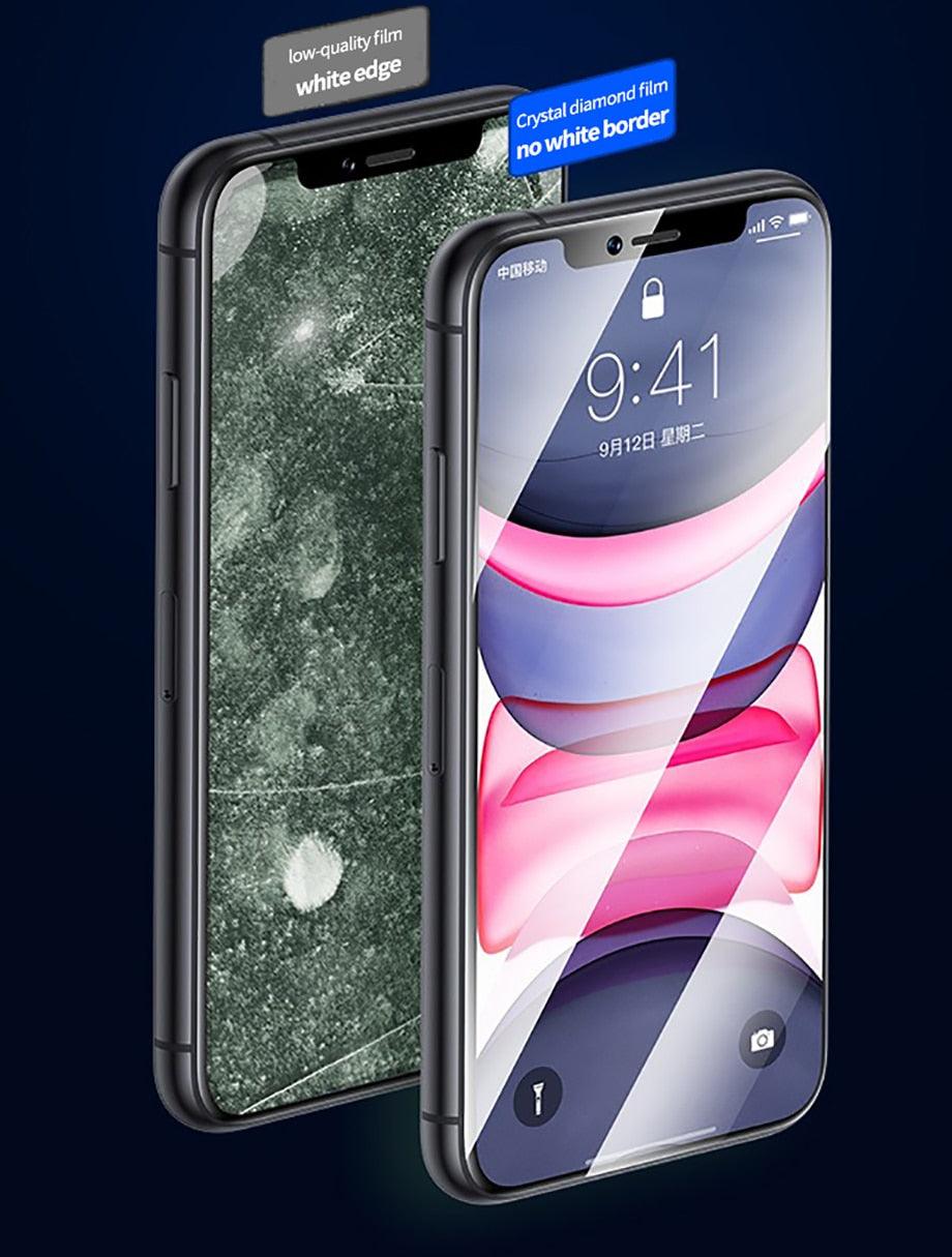 80D Full Protective Glass For iphone 6 7 8 Plus X Xr Xs Max SE Tempered Screen Protector iPhone 11 12 13 Pro Max Mini Glass Film Screen Protector with Full-Coverage, Easy Installation Frame