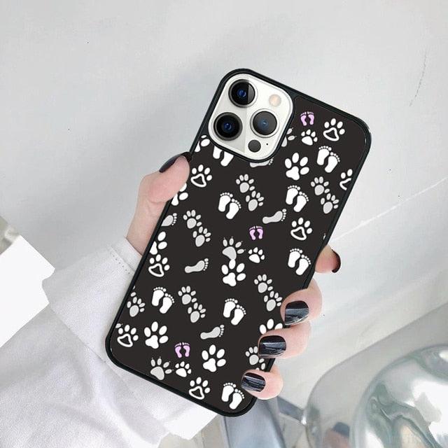 Dog Foot Print Colorful Pattern Phone Case For Iphone 14 Se 2020 Xr Xs 11 12 13 Mini Pro Max 6 7 8 Plus Ultra Designer Printed Hard Back Case