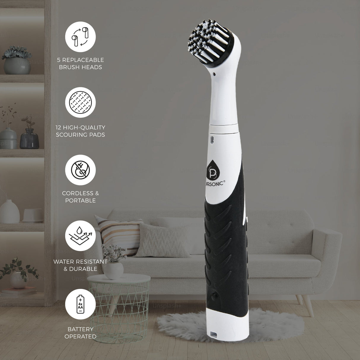 Pursonic Home Cleaning Power Bundle – Cordless Power Scrubber + Automatic Toilet Bowl Cleaner Tablets