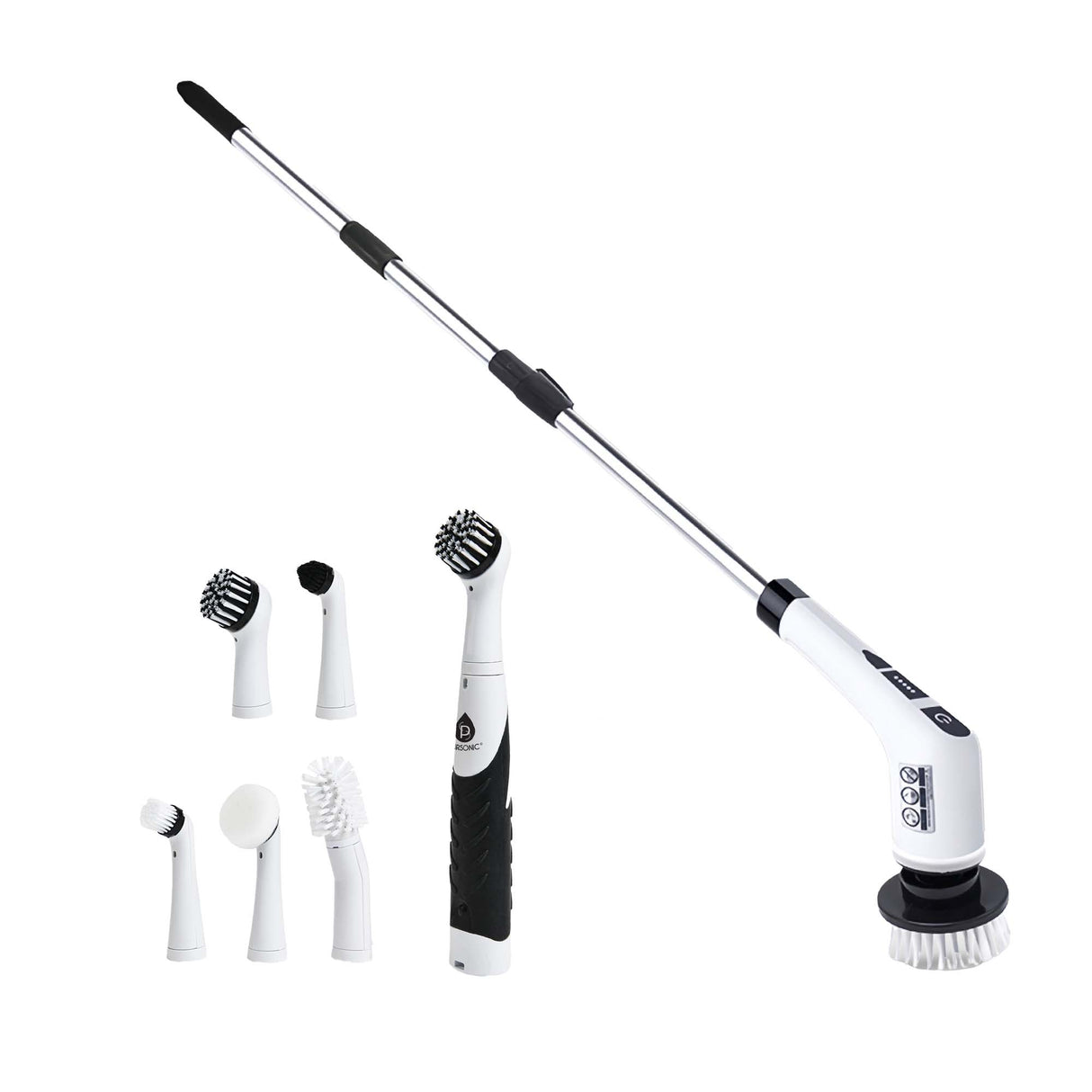 Pursonic Cordless Cleaning Power Bundle – Includes Rechargeable Power Scrubber Brush with 7 Heads + Cordless Scrubber Cleaning Brush with 5 Heads